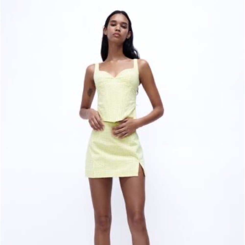 Zara Gingham Set in Lime Green